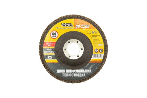 Диск шлифовальный лепестковый MASTERTOOL Т27 зерно 60 125х22 мм 08-2206 — изображение 2