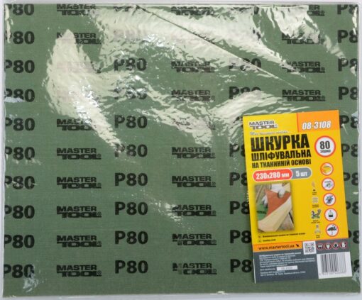 Шкірка шліфувальна на тканинній основі MASTERTOOL Р80 230х280 мм 5 шт 08-3108 - Зображення 2