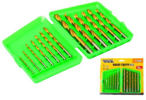 Набор сверл для металла MASTERTOOL 13 шт HSS 1,5 - 6,5 мм plastic box ТИТАН 11-1305