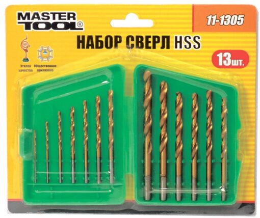 Набор сверл для металла MASTERTOOL 13 шт HSS 1,5 - 6,5 мм plastic box ТИТАН 11-1305 — изображение 2