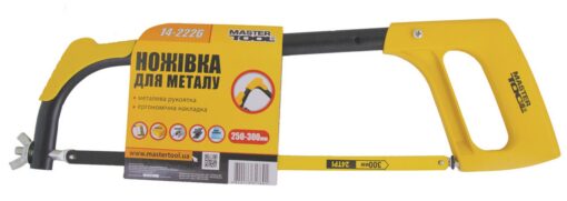 Ножівка по металу MASTERTOOL 250-300 мм із металевою ручкою ергономічна накладка flex полотно 12.5 мм 24TPI 14-2226 - Зображення 2
