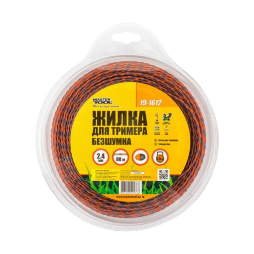 Жилка для тримера безшумна MASTERTOOL SPIRAL 2.40 мм 90 м (блістер) двоколірна 19-1612 - Зображення 2