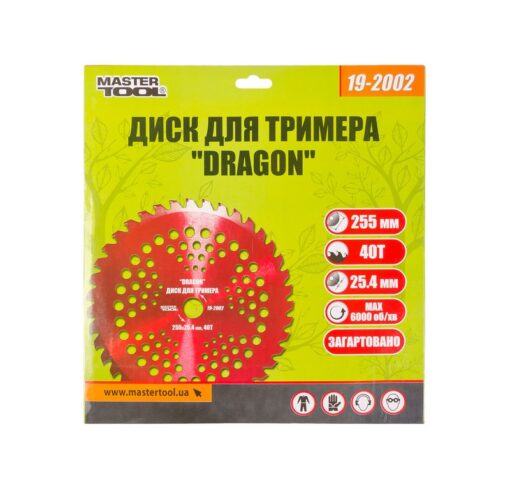 Диск для триммера MASTERTOOL "DRAGON" 255х25.4х40Т с победитовой напайкой закаленный 19-2002 — изображение 2