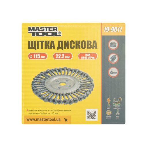 Щітка дискова MASTERTOOL з плетеного дроту 115х22.2 мм 19-9011 - Зображення 3