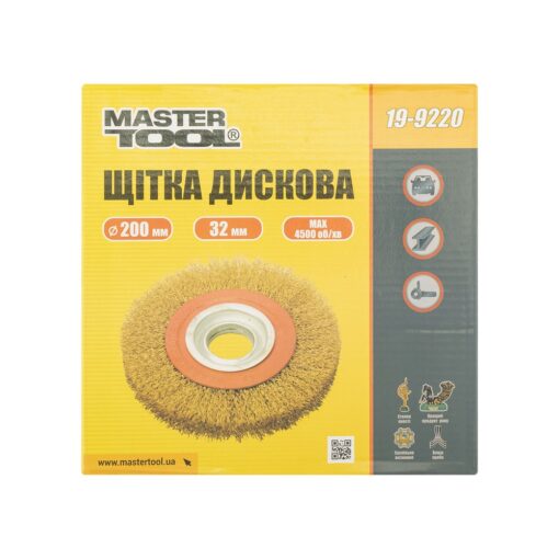 Щетка дисковая MASTERTOOL из латунированной рифленой проволоки 200х32 мм 19-9220 — изображение 4