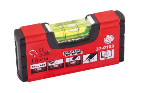 Уровень электрика с магнитом MASTERTOOL ПРОФИ 10 см 0,5 мм/м 0,03° фрезерованная поверхность/желоб для труб 37-0103
