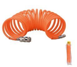 Шланг пневматический спиральный MASTERTOOL PE 15 атм 5,5х8 мм 15  с быстросъемными соединениями 81-8496
