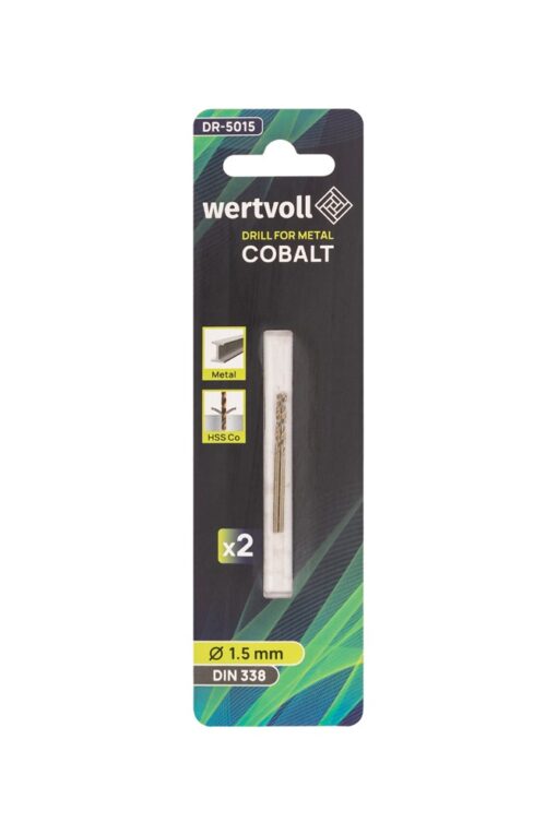 Сверло для металла WERTVOLL HSS 1.5х40 мм COBALT DIN 338 набор 2 шт DR-5015 — изображение 3