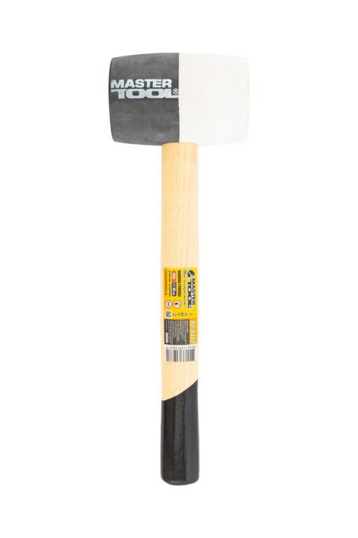 Киянка резиновая MASTERTOOL 65 мм 450 г ручка из дерева черно-белая 02-0322 — изображение 2