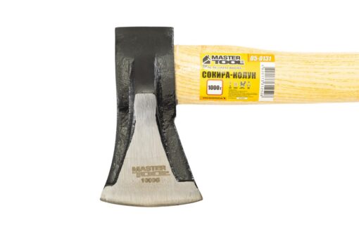 Топор-колун MASTERTOOL 1000 г HRC 50 рукоятка из дерева с полимерной защитой 430 мм 05-0131 — изображение 3