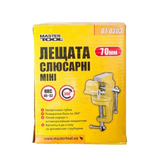 Тиски слесарные поворотные MASTERTOOL 70 мм крепления на струбцине 07-0203 — изображение 4