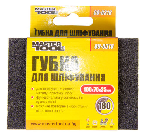 Губка для шлифования MASTERTOOL Р180 100х70х25 мм 08-0318 — изображение 2