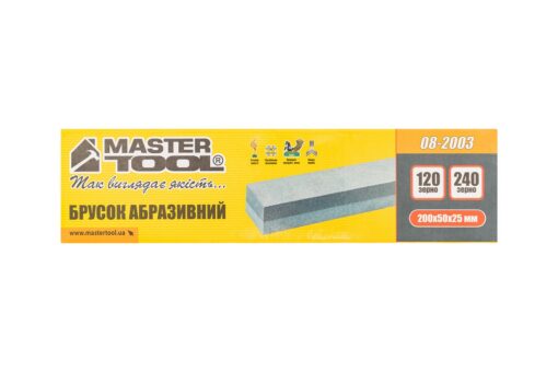 Брусок абразивный MASTERTOOL двухсторонний 200х50х25 мм зерно 120/240 08-2003 — изображение 2