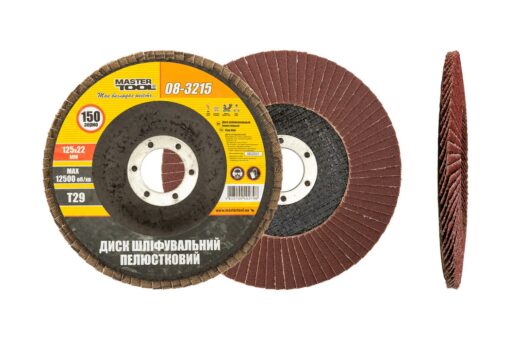 Диск шлифовальный лепестковый конусный MASTERTOOL Т29 зерно 150 125х22 мм 08-3215