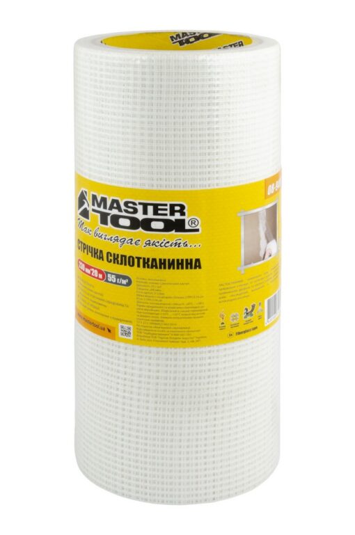 Лента стеклотканевая самоклеящаяся MASTERTOOL 230 мм 20 м 8х8 55 г/м² 08-9408 — изображение 3