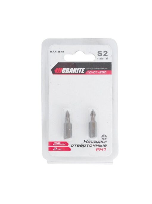 Насадка отверточная GRANITE PH1 25 мм 1/4" S2 набор 2 шт 10-01-250 — изображение 2