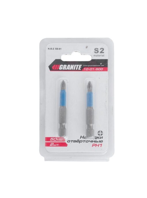 Насадка отверточная GRANITE PH1 50 мм 1/4" S2 набор 2 шт 10-01-500 — изображение 2