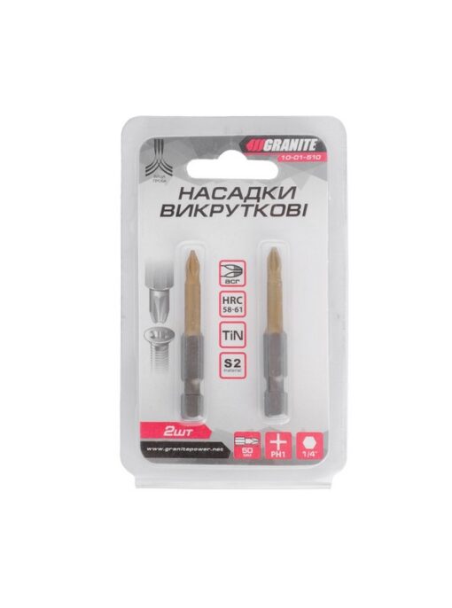 Насадка отверточная GRANITE PH1 50 мм 1/4" S2/TITAN набор 2 шт 10-01-510 — изображение 2