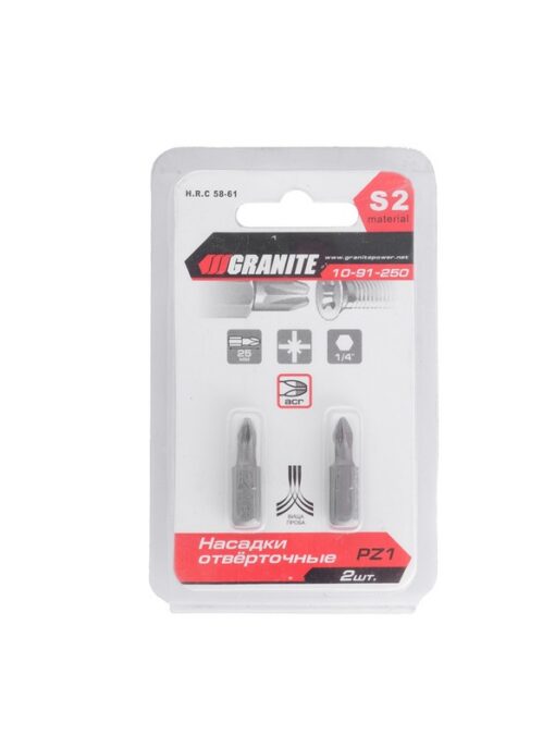 Насадка отверточная GRANITE PZ1 25 мм 1/4" S2 набор 2 шт 10-91-250 — изображение 2