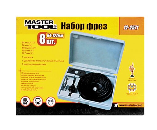 Набор фрез для дерева MASTERTOOL 64-127 мм 8 шт 12-2571 — изображение 2