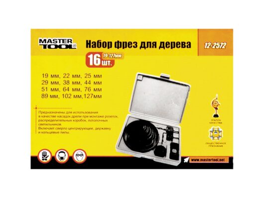Набор фрез для дерева MASTERTOOL 19-127 мм 16 шт 12-2572 — изображение 2