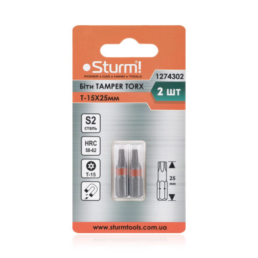 Биты S2 T-15×25 мм Tamper, 2шт Sturm 1274302 — изображение 2