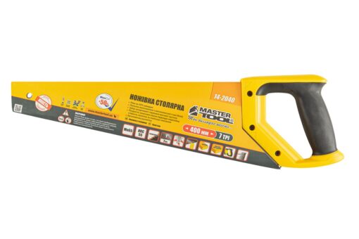 Ножовка столярная MASTERTOOL 7TPI MAX CUT 400 мм закаленный зуб 3-D заточка полированная 14-2040 — изображение 3