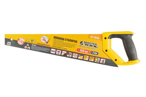 Ножовка столярная MASTERTOOL 7TPI MAX CUT 450 мм закаленный зуб 3-D заточка полированная 14-2045 — изображение 3