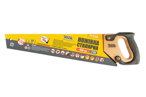 Ножовка столярная MASTERTOOL 7TPI MAX CUT тефлоновое покрытие 450 мм закаленный зуб 3-D заточка 14-2345 — изображение 3