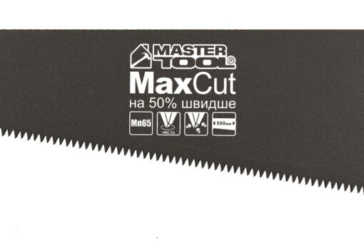 Ножовка столярная MASTERTOOL 7TPI MAX CUT тефлоновое покрытие 500 мм закаленный зуб 3-D заточка 14-2350 — изображение 2