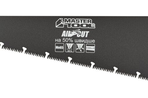 Ножовка столярная MASTERTOOL BLACK ALLIGATOR 400 мм 9TPI MAX CUT закаленный зуб 3-D заточка тефлоновое покрытие 14-2440 — изображение 2