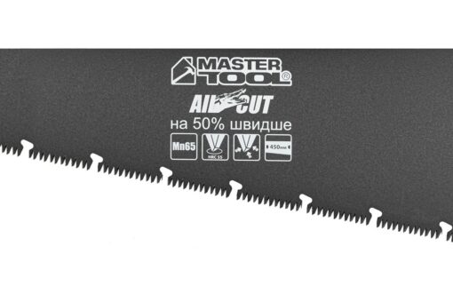 Ножовка столярная MASTERTOOL BLACK ALLIGATOR 450 мм 9TPI MAX CUT закаленный зуб 3-D заточка тефлоновое покрытие 14-2445 — изображение 2