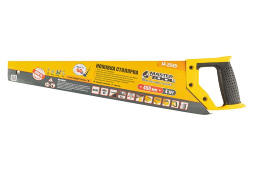 Ножовка столярная MASTERTOOL 4TPI MAX CUT 450 мм закаленный зуб 2-D заточка полированная 14-2645 — изображение 3