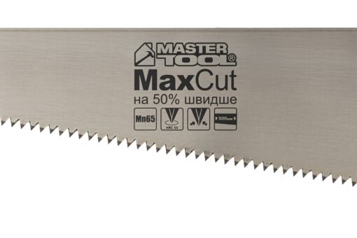 Ножовка столярная MASTERTOOL 4TPI MAX CUT 500 мм закаленный зуб 2-D заточка полированная 14-2650 — изображение 2