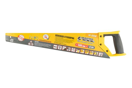 Ножовка столярная MASTERTOOL 4TPI MAX CUT 500 мм закаленный зуб 2-D заточка полированная 14-2650 — изображение 3