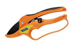 Секатор садовый MASTERTOOL с наковальней храповый 200 мм ручки из алюминия с покрытием TPR лезвие тефлоновое Mn65 14-6112