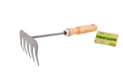 Грабли садовые MASTERTOOL 5 зубьев 255х95 мм с деревянной ручкой 14-6191