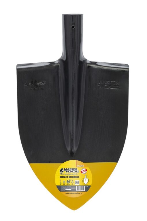 Лопата штыковая MASTERTOOL 220х300х390 мм черно-желтая покраска 14-6254