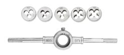 Плашки для нарезания резьбы MASTERTOOL M4/M5/M6/M8/M10 с держателем набор 6 шт 15-0406