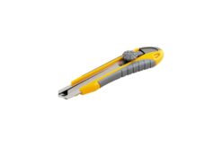 Нож строительный MASTERTOOL ЭРГО с отломным лезвием 18 мм ABS пластик с TPR покрытием металлическая направляющая винтовой замок 3 лезвия 17-0112