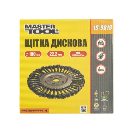 Щетка дисковая MASTERTOOL из плетеной проволоки 180х22.2 мм 19-9018 — изображение 3