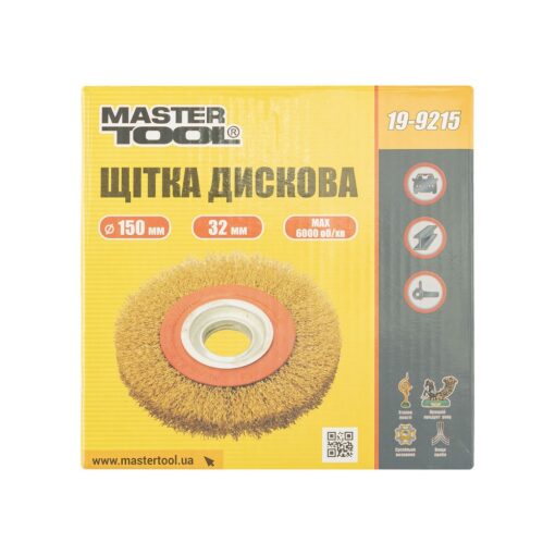 Щетка дисковая MASTERTOOL из латунированной рифленой проволоки 150х32 мм 19-9215 — изображение 4