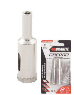 Сверло трубчатое GRANITE с алмазным напылением для стекла и плитки 10 мм 2 шт 2-01-210