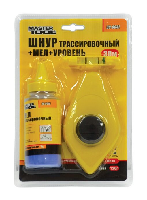 Набор трассировочный MASTERTOOL -шнур 30м/мел/уровень 30-0641 — изображение 2