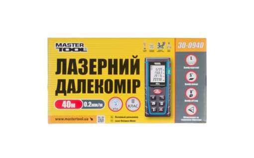 Дальномер лазерный MASTERTOOL до 40 м ± 2 мм/м память 30 класс лазера I IP54 питания ААА*2 чехол 30-0940 — изображение 4