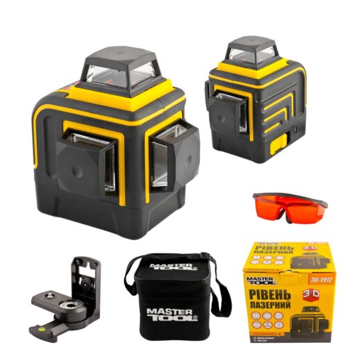 Уровень лазерный MASTERTOOL 10 м ±0.2 мм/м 3 гол H/V/H+V H360°/2хV360° ±3° RED/635 нм класс II IP54 Li-ion/ААх3 сумка 30-1912 — изображение 6