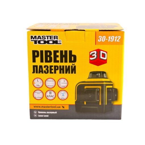 Уровень лазерный MASTERTOOL 10 м ±0.2 мм/м 3 гол H/V/H+V H360°/2хV360° ±3° RED/635 нм класс II IP54 Li-ion/ААх3 сумка 30-1912 — изображение 7