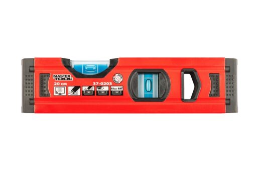 Уровень строительный MASTERTOOL ПРОФИ 20 см 2 капсулы 0,5 мм/м 0,03° фрезерованная поверхность/желоб для труб 37-0203 — изображение 2