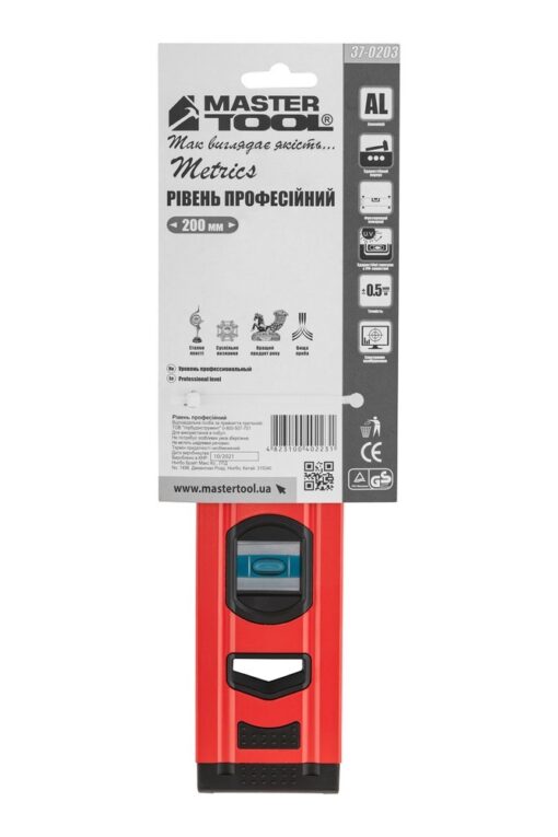Уровень строительный MASTERTOOL ПРОФИ 20 см 2 капсулы 0,5 мм/м 0,03° фрезерованная поверхность/желоб для труб 37-0203 — изображение 8
