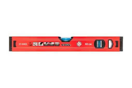 Уровень строительный MASTERTOOL ПРОФИ 40 см 2 капсулы 0,5 мм/м 0,03° фрезерованная поверхность/желоб для труб 37-0403 — изображение 2